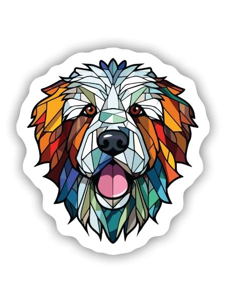 Pyrenäen-Schäferhund-Rasse buntes Aquarell - Sticker Größe S (10 x 10 cm) - Mattweiß - Vorne