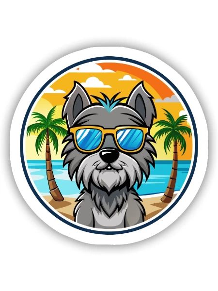 Bouvier Des Ardennes Hunderasse Cartoon Sonnenbrille - Sticker Größe S (10 x 10 cm) - Mattweiß - Vorne