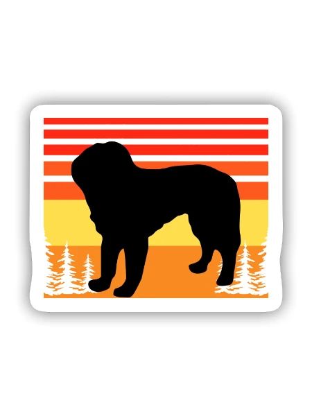 Bosnischer grobhaariger Hund Hund Silhouette Retro - Sticker Größe S (10 x 10 cm) - Mattweiß - Vorne