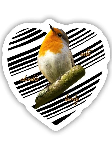 Rotkehlchen Singvogel - Sticker Größe S (10 x 10 cm) - Mattweiß - Vorne
