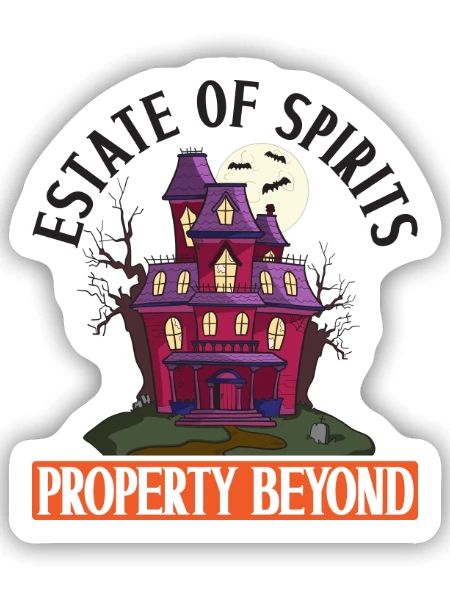 Nachlass von Geistern Immobilien jenseits von Hall - Sticker Größe S (10 x 10 cm) - Mattweiß - Vorne