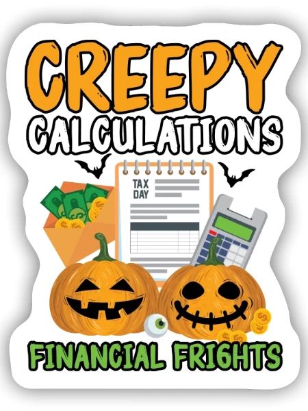 Gruselige Berechnungen Finanzielle Ängste Hallowee - Sticker Größe S (10 x 10 cm) - Mattweiß - Vorne