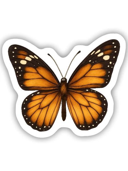 Monarchfalter – zart & majestätisch - Sticker Größe S (10 x 10 cm) - Mattweiß - Vorne