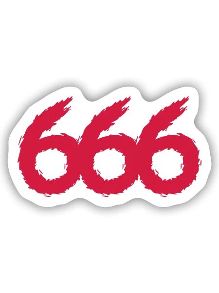 666 Symbol Zahl - Sticker Größe S (10 x 10 cm) - Mattweiß - Vorne