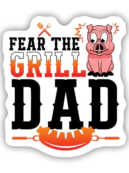 Knackiger Grillkönig Vatertag - Sticker Größe S (10 x 10 cm) - Mattweiß - Vorne