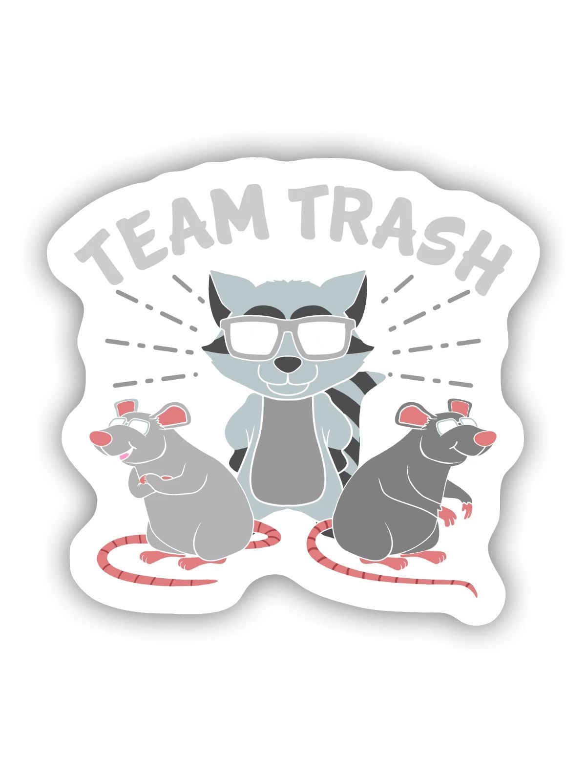 Team Trash Racoon Lover - Sticker Größe S (10 x 10 cm) - Mattweiß - Vorne