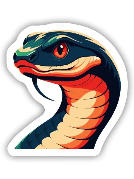Schlange Cartoon Figur Buntes Haustier Tier - Sticker Größe S (10 x 10 cm) - Mattweiß - Vorne