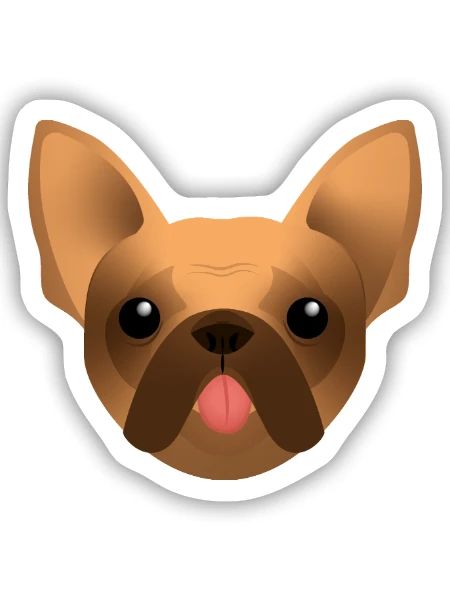 Bouledogue Français - Frenchie - Bully - Langue - Sticker taille S (10 x 10 cm) - blanc mat - Devant