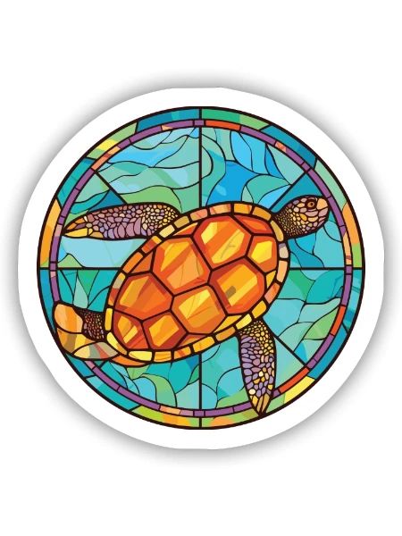 Bunte Aquarell-Tierhaustierillustration der Schildkröte - Sticker Größe S (10 x 10 cm) - Mattweiß - Vorne