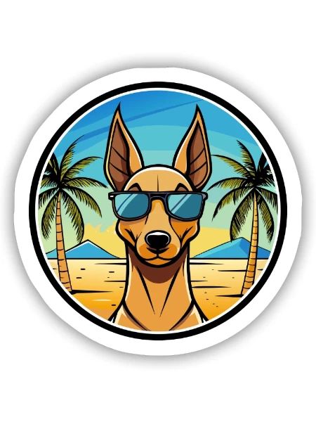 Pharaoh Hound Dog Breed Cartoon Sunglasses Beach - Sticker size S (10 x 10 cm) - white matte - Front