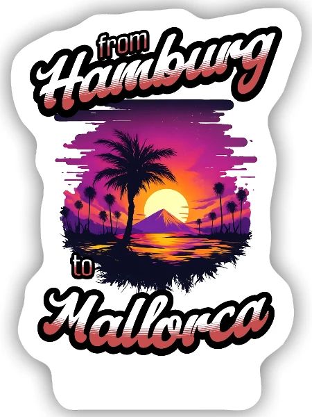 From Hamburg to Mallorca - Red Text Edition - Sticker Größe S (10 x 10 cm) - Mattweiß - Vorne