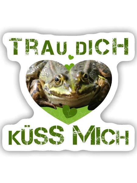 küss mich Frosch verzaubert - Sticker Größe S (10 x 10 cm) - Mattweiß - Vorne