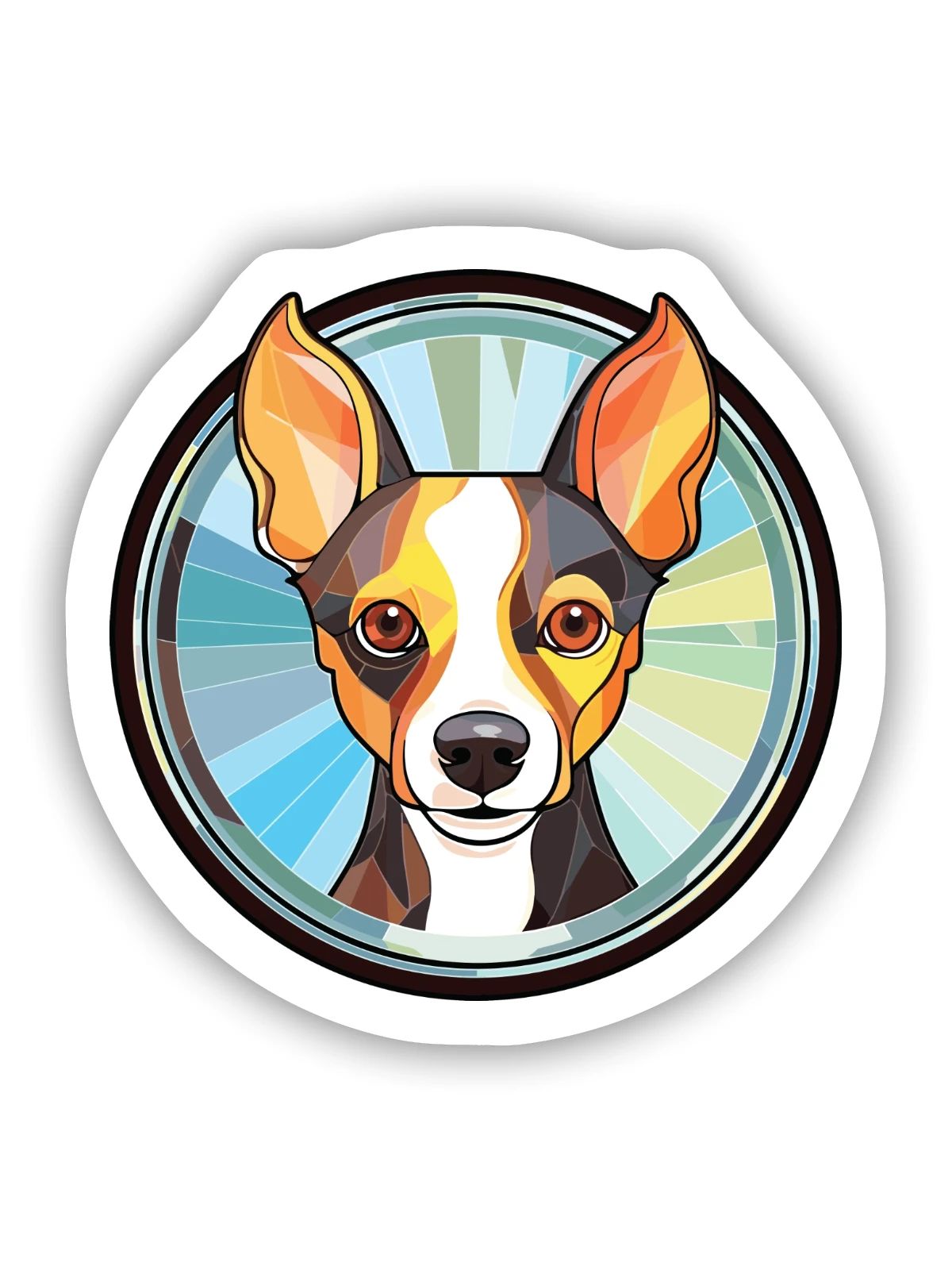Ratterrier-Hunderasse Aquarell-Illustration - Sticker Größe S (10 x 10 cm) - Mattweiß - Vorne
