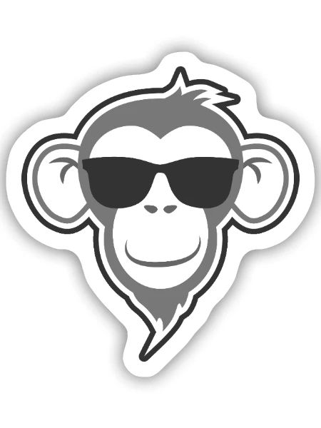 Fränky der Affe - Cooler Affe mit Sonnenbrille - Sticker Größe S (10 x 10 cm) - Mattweiß - Vorne