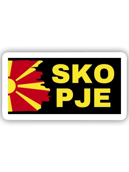 Skopje City with North Macedonia Flag Design - Sticker size S (10 x 10 cm) - white matte - Front
