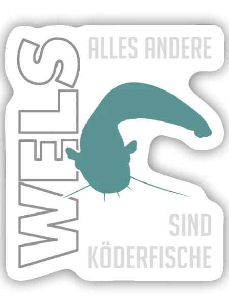 Wels angeln Waller fischen Sportfischen auf Wels - Sticker Größe S (10 x 10 cm) - Mattweiß - Vorne