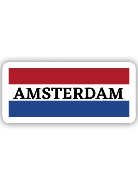 La ville d’Amsterdam dans le drapeau néerlandais - Sticker taille S (10 x 10 cm) - blanc mat - Devant