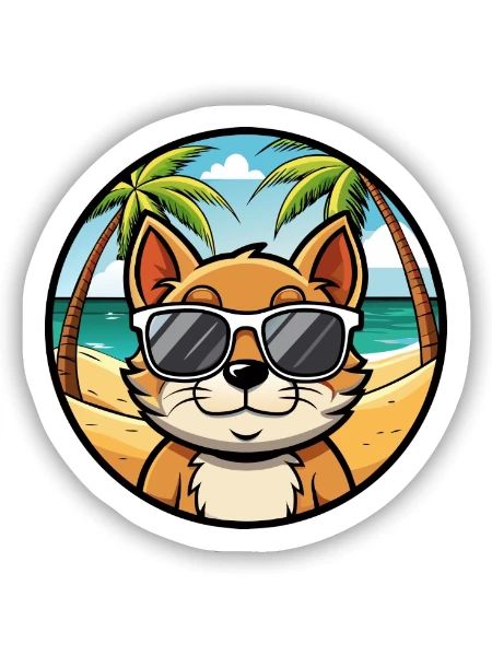 Bambino Katzenrasse Cartoon Sonnenbrille Strand - Sticker Größe S (10 x 10 cm) - Mattweiß - Vorne