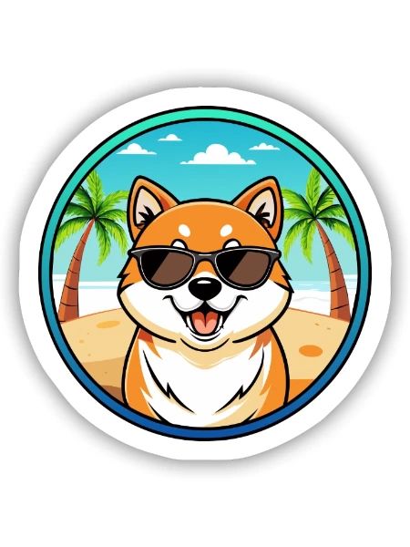 Shih Poo Hunderasse Cartoon Sonnenbrille Strand - Sticker Größe S (10 x 10 cm) - Mattweiß - Vorne