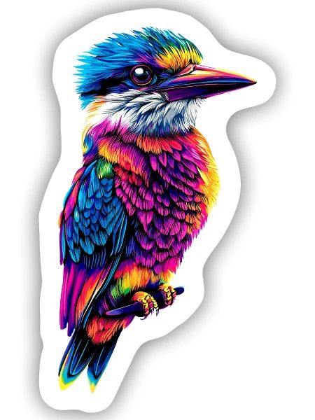 Kookaburra Jägerliest Lachender Hans Süßer Vogel - Sticker Größe S (10 x 10 cm) - Mattweiß - Vorne
