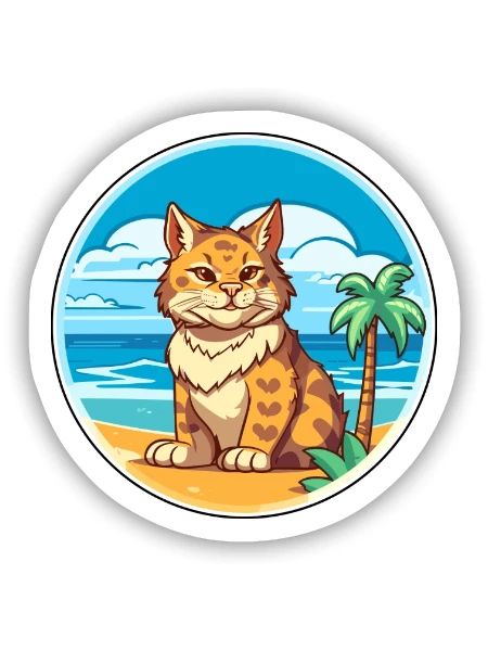 Rotluchs Aquarell Cartoon Kawaii Clipart Tier - Sticker Größe S (10 x 10 cm) - Mattweiß - Vorne
