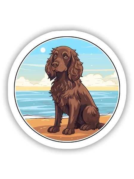 Boykin Spaniel Hund Rasse Cartoon Kawaii Clipart - Sticker Größe S (10 x 10 cm) - Mattweiß - Vorne