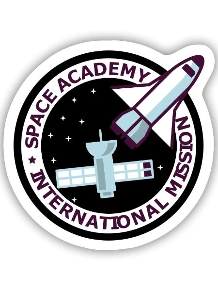 Space Academy International Vintage schwarz - Sticker Größe S (10 x 10 cm) - Mattweiß - Vorne