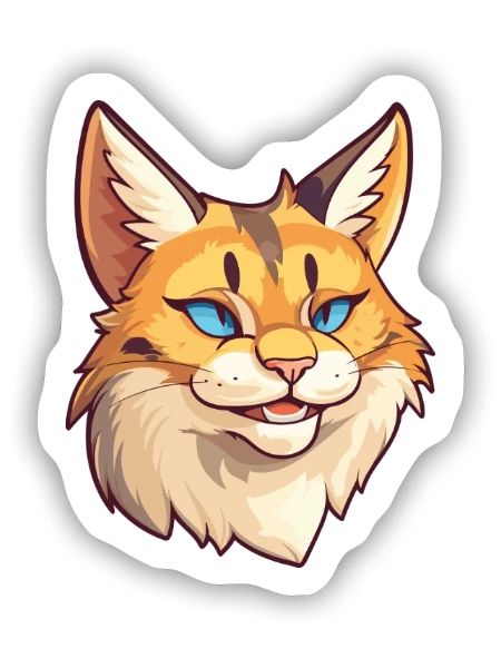 Eurasische Luchskatze Karikatur Aquarell Illustration - Sticker Größe S (10 x 10 cm) - Mattweiß - Vorne