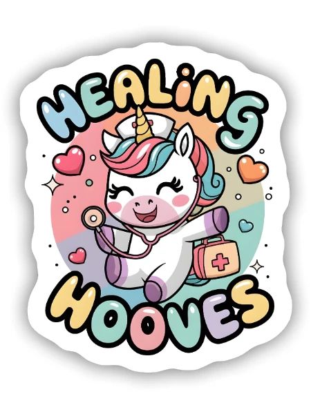 Healing Hooves - Sticker size S (10 x 10 cm) - white matte - Front