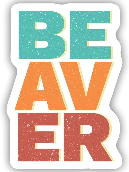 Retro Biber Wildtier Tier Kanada Damm Nagetier - Sticker Größe S (10 x 10 cm) - Mattweiß - Vorne