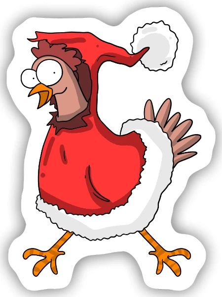 Christmas chicken - Sticker size S (10 x 10 cm) - white matte - Front