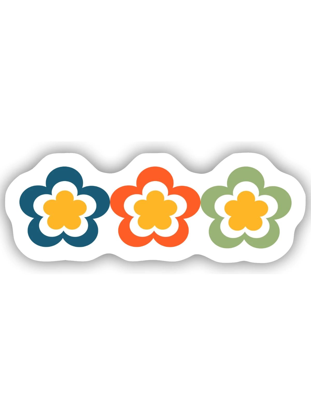 70er Jahre Blume Muster - Sticker Größe S (10 x 10 cm) - Mattweiß - Vorne