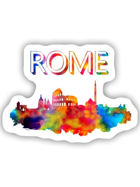Rom Skyline Italien Hauptstadt Metropole Geschenk - Sticker Größe S (10 x 10 cm) - Mattweiß - Vorne