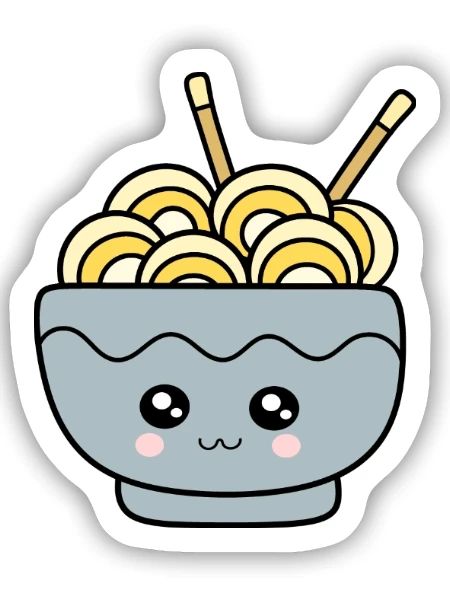 Ramen Nudeln Japan Küche - Sticker Größe S (10 x 10 cm) - Mattweiß - Vorne