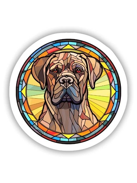 Perro de Presa Canario Hunderasse Buntglas Col - Sticker Größe S (10 x 10 cm) - Mattweiß - Vorne