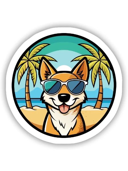 Perro De Presa Mallorquinische Hunderasse Cartoon Beach - Sticker Größe S (10 x 10 cm) - Mattweiß - Vorne