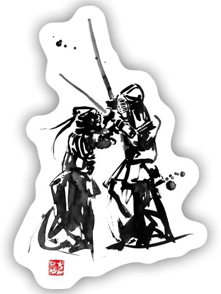 Kendo, eine Kampfkunst aus Japan - Sticker Größe S (10 x 10 cm) - Mattweiß - Vorne