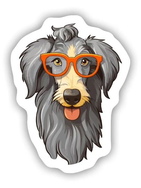 Scottish Deerhound Hunderasse Aquarell Karikatur Ka - Sticker Größe S (10 x 10 cm) - Mattweiß - Vorne