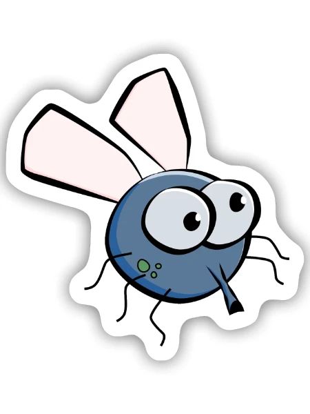 Fliege - Sticker Größe S (10 x 10 cm) - Mattweiß - Vorne