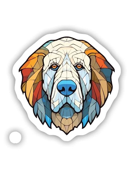 Pyrenäen-Mastiff-Hunderasse Aquarell-Illustration - Sticker Größe S (10 x 10 cm) - Mattweiß - Vorne