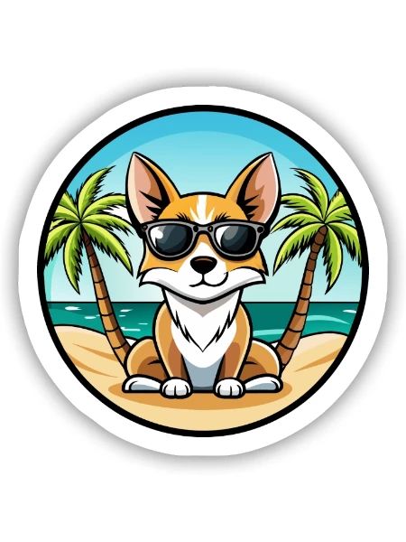 Miniatur Foxterrier Hunderasse Cartoon Sonnenbrille - Sticker Größe S (10 x 10 cm) - Mattweiß - Vorne