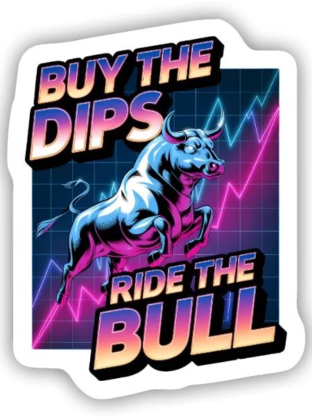Buy The Dips Ride The Bull - Sticker size S (10 x 10 cm) - white matte - Front