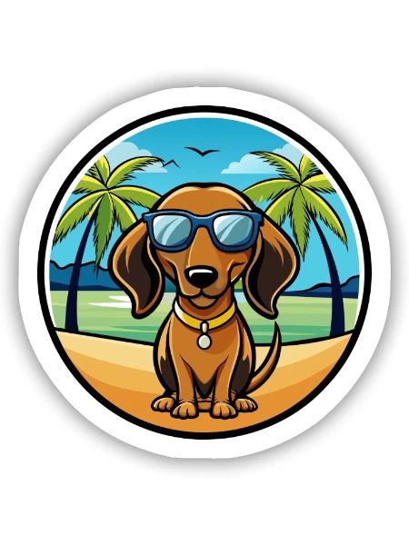 Alpine Dachsbracke Dog Breed Lunettes de soleil de dessin animé - Sticker taille S (10 x 10 cm) - blanc mat - Devant