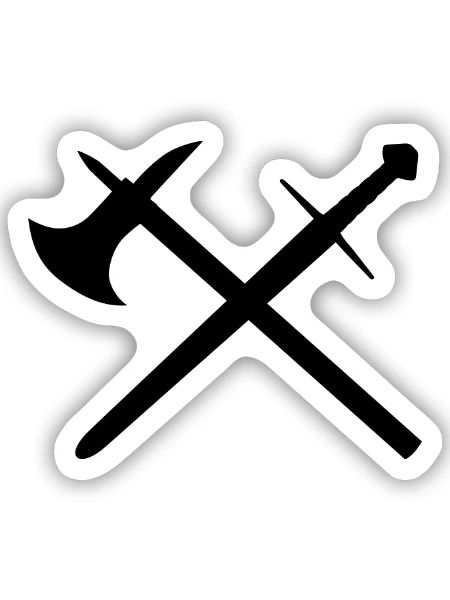 Schwert und Axt - Sticker Größe S (10 x 10 cm) - Mattweiß - Vorne