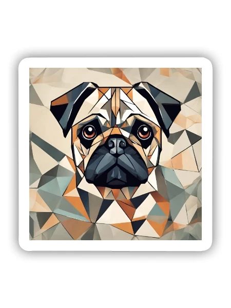 Polygon Mops Porträt - Sticker Größe S (10 x 10 cm) - Mattweiß - Vorne