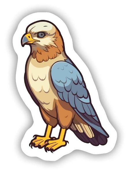 Bussard-Karikatur-Kawaii-Aquarellillustration - Sticker Größe S (10 x 10 cm) - Mattweiß - Vorne