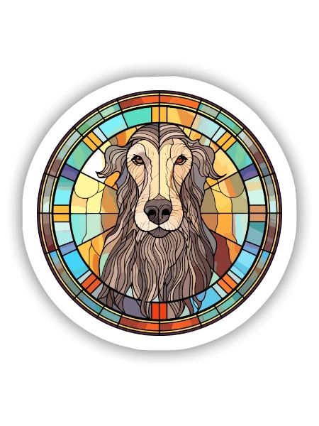 Scottish Deerhound Hunderasse Buntglas Colorfu - Sticker Größe S (10 x 10 cm) - Mattweiß - Vorne