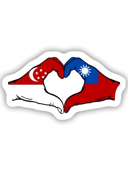 Singapore Taiwan Hands Heart Shape - Sticker size S (10 x 10 cm) - white matte - Front