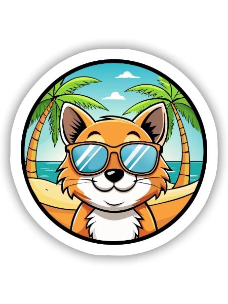 Bambino Katzenrasse Cartoon Sonnenbrille Strand - Sticker Größe S (10 x 10 cm) - Mattweiß - Vorne