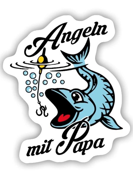 Angeln mit Papa. Ein Angeltag mit Papa - Sticker Größe S (10 x 10 cm) - Mattweiß - Vorne